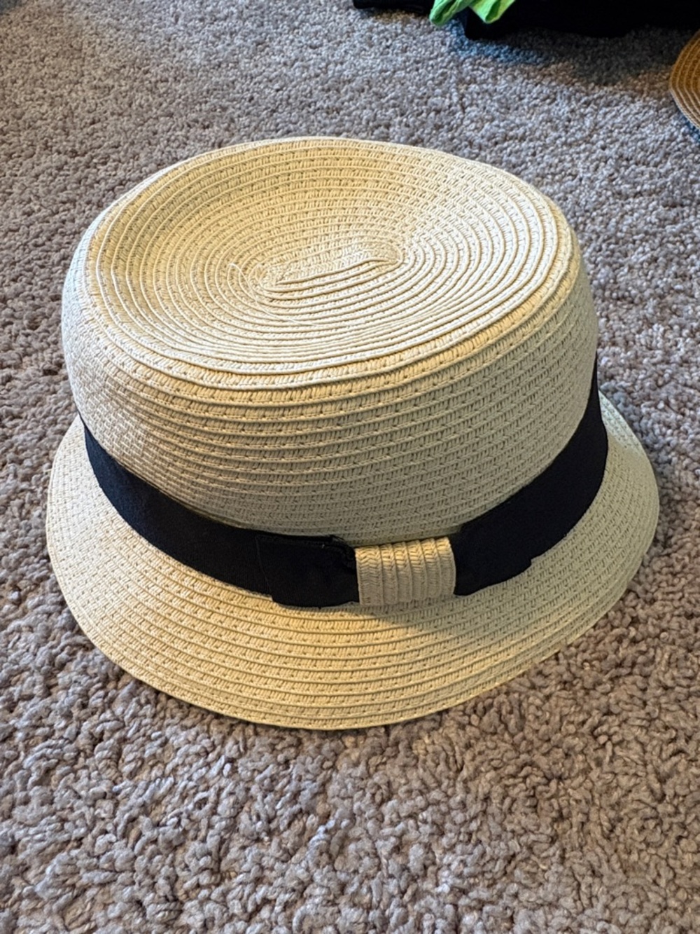 Super cute Straw Bucket Hat with Black Band and bow